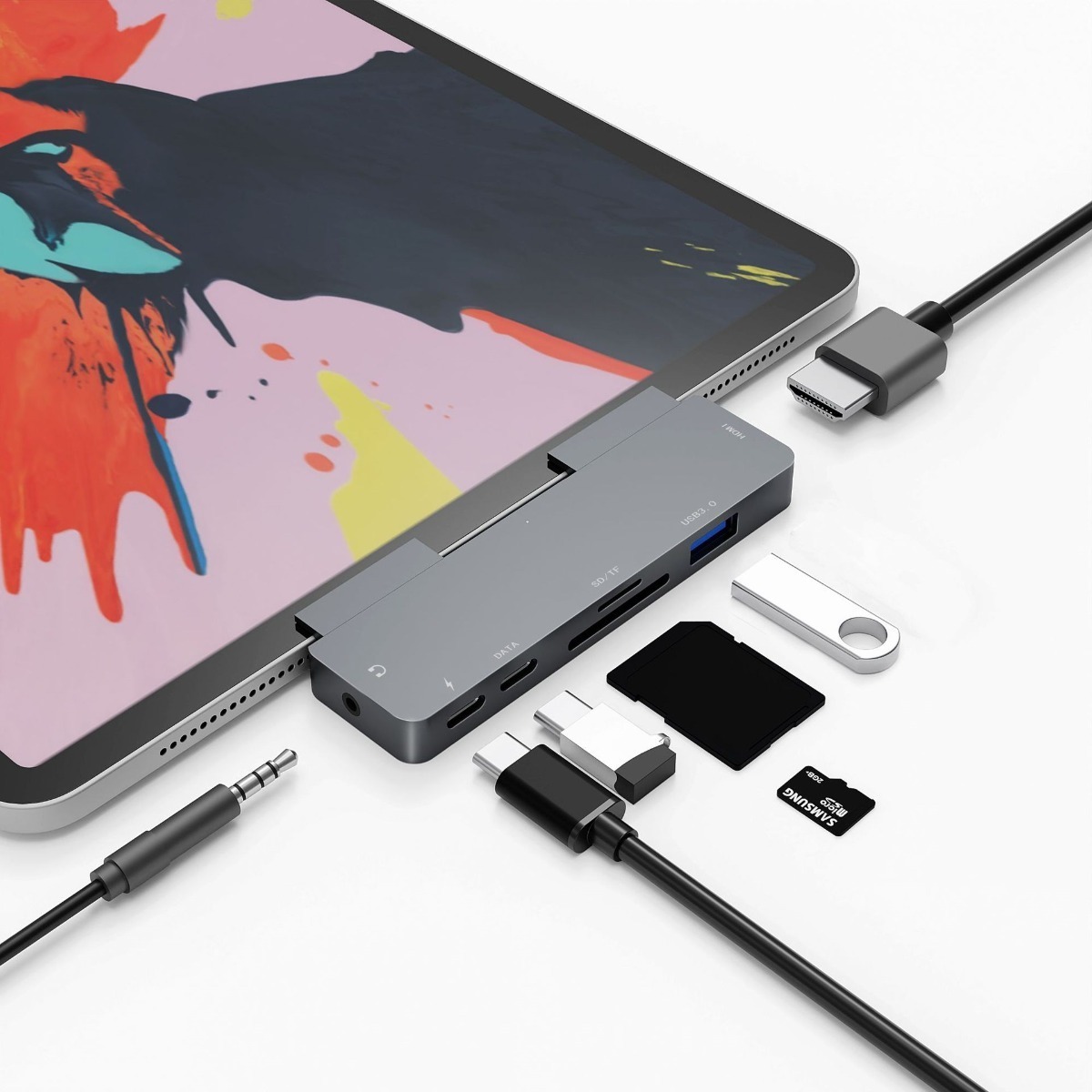 Adaptador HUB USB Tipo C 7 En 1 Para  iPad